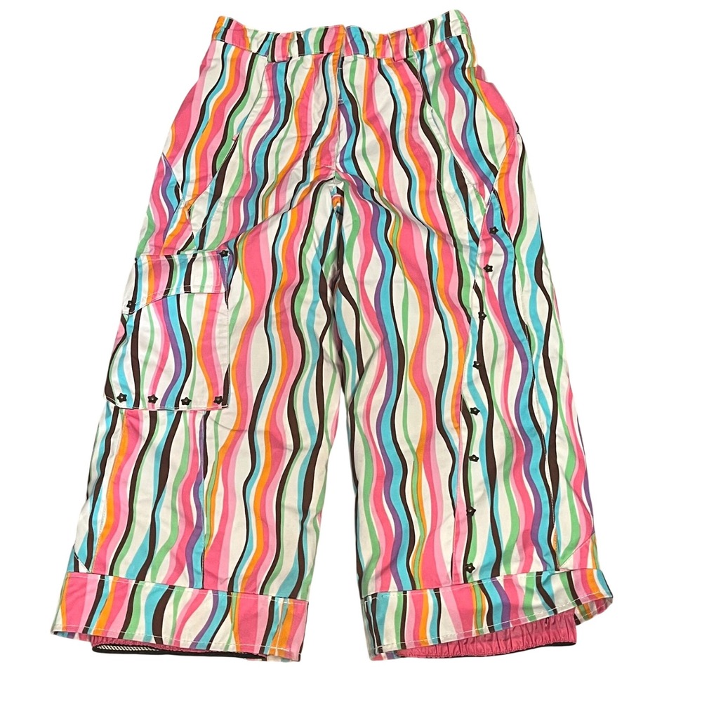 Obermeyer Preschool Size 5 Snow Pants Wavy Stripe Multi Color Ski Trousers
